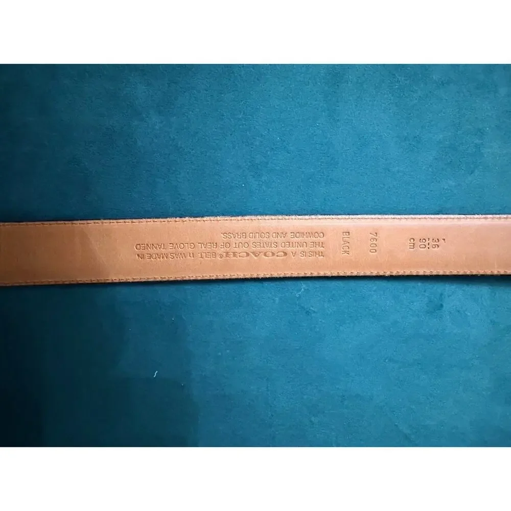 Coach Black Leather Belt with Gold Buckle